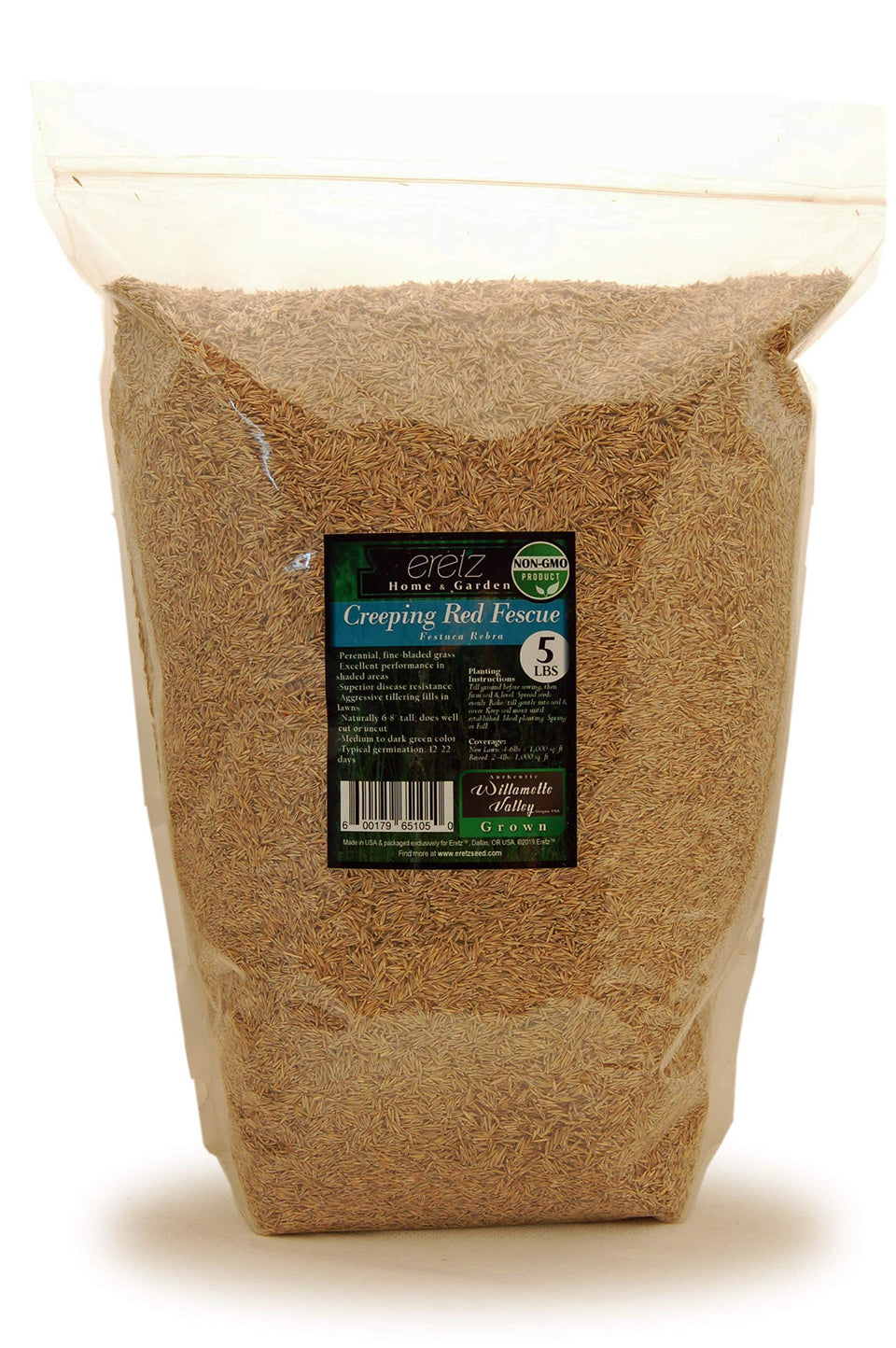 Eretz Creeping Red Fine Fescue seed 5lb bag for shade lawns