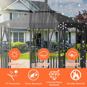 ERFEI Gazebo Canopy double-tier vent top enhances airflow for cooler seating.