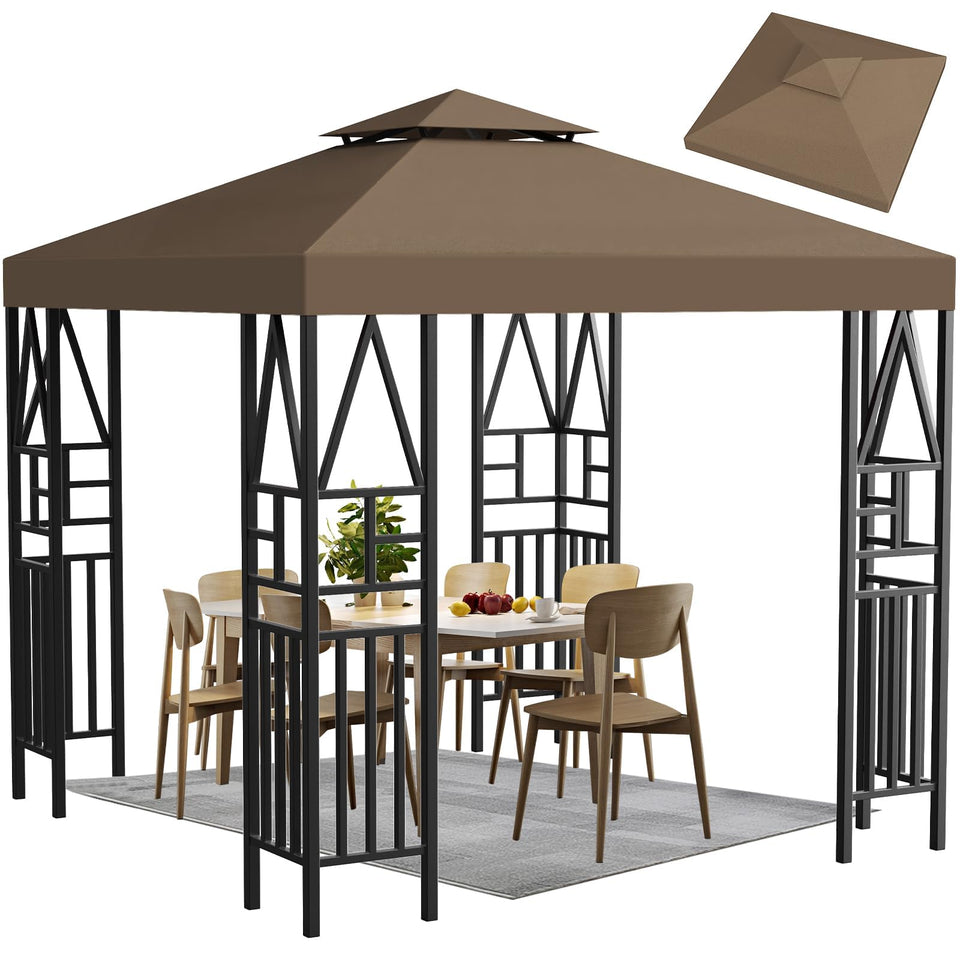 ERFEI Gazebo canopy Coffee color with 10x10 coverage for outdoor gatherings.