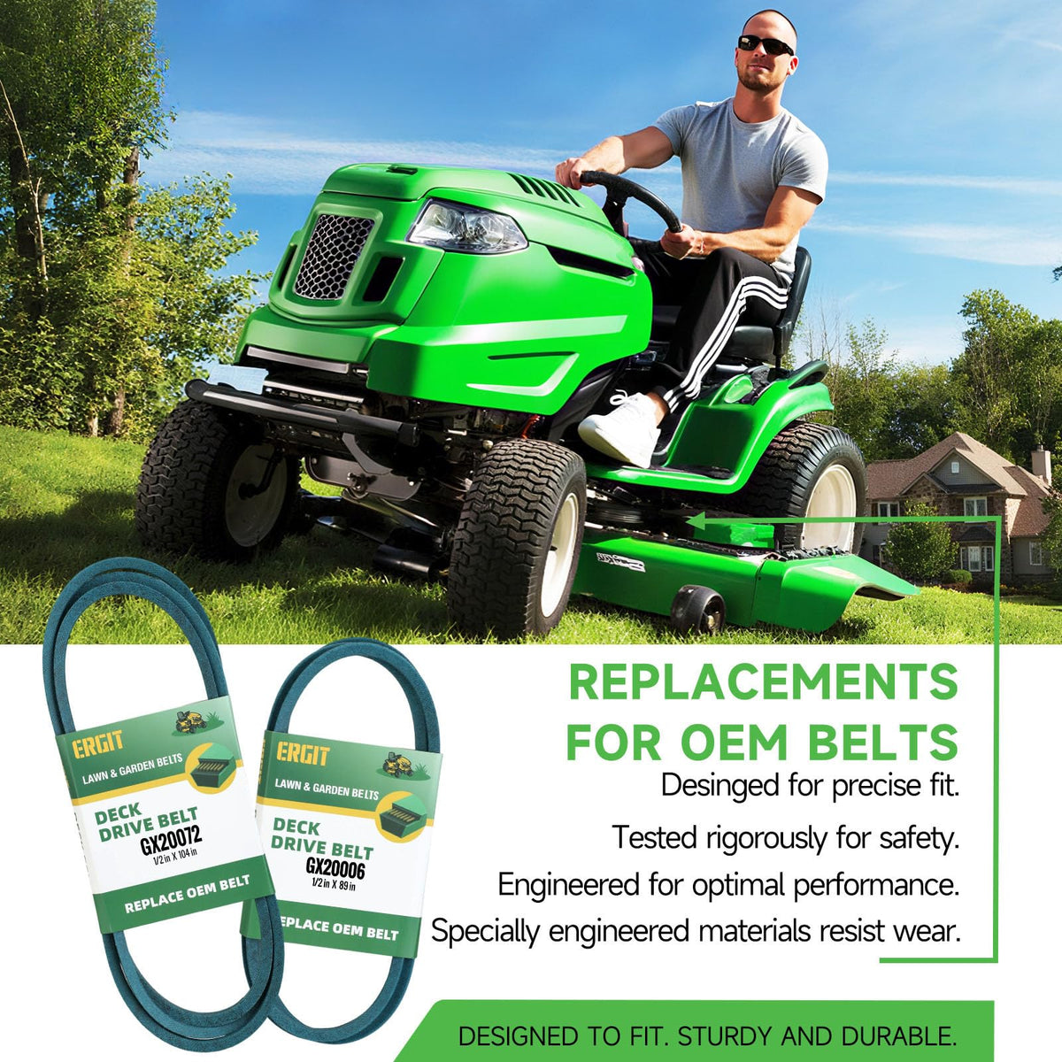 ERGIT GX20006 belt length 89 inches labeled for easy installation.