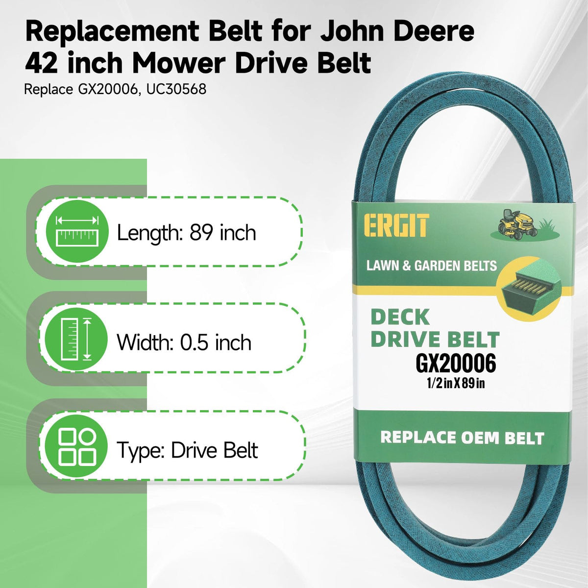 ERGIT GX20006 belt closeup Kevlar cord highlights strong belt material for long life.