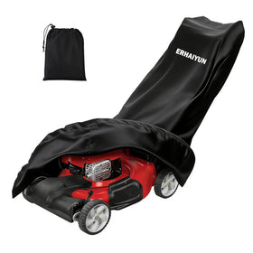 ERHAIYUN lawn mower cover waterproof 600D shields your mower from rain and sun.
