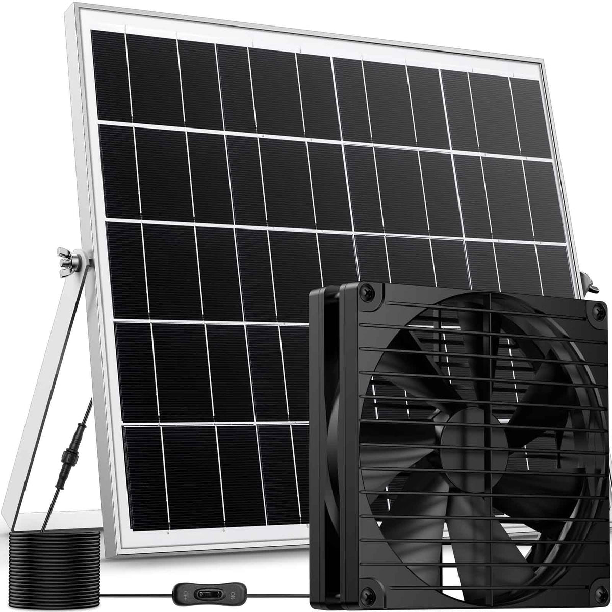 erifyng 7-inch solar fan front view improves outdoor airflow
