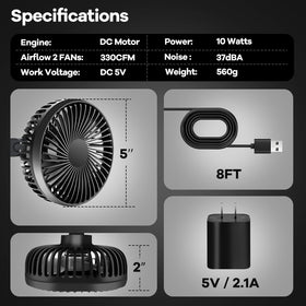 Erifyng Grow Tent Fan securely mounted with clamp on tent pole