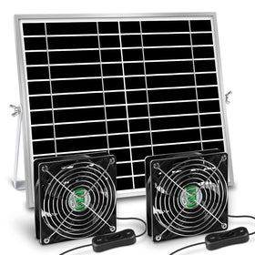 erifyng dual 5-inch solar fans exterior view enhances shed ventilation.