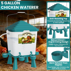 Erinaik 4-port chicken feeder supports multiple birds with less waste.