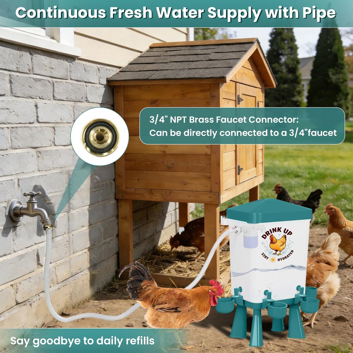Erinaik 59-inch hose attachment enables flexible coop placement