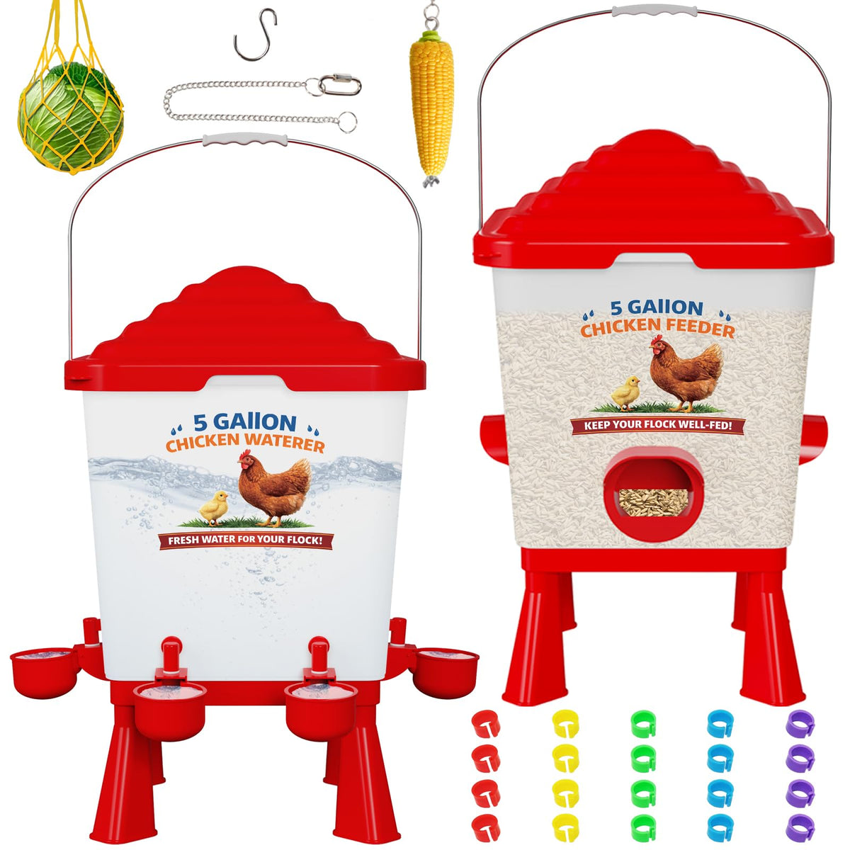 Erinaik bonus accessories including treat holders for poultry care