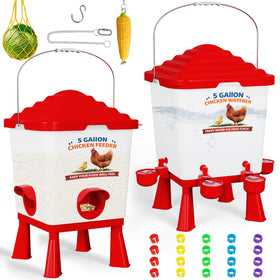 Erinaik chicken feeder and waterer set front view for easy coop monitoring