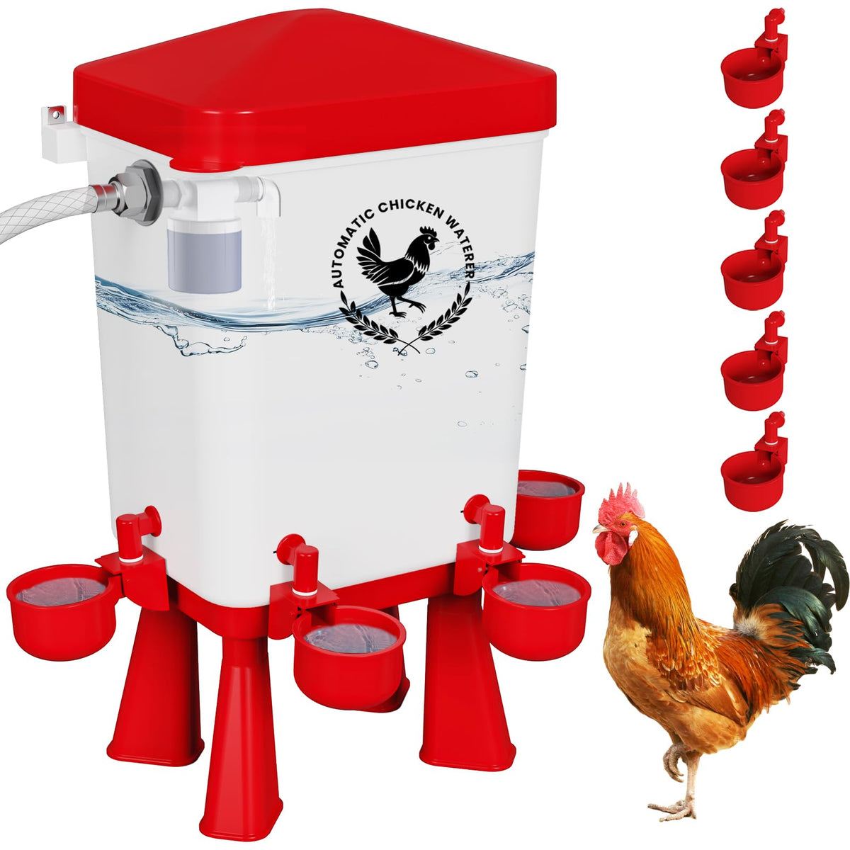 Erinaik chicken waterer 3-gallon capacity provides steady water for a flock.