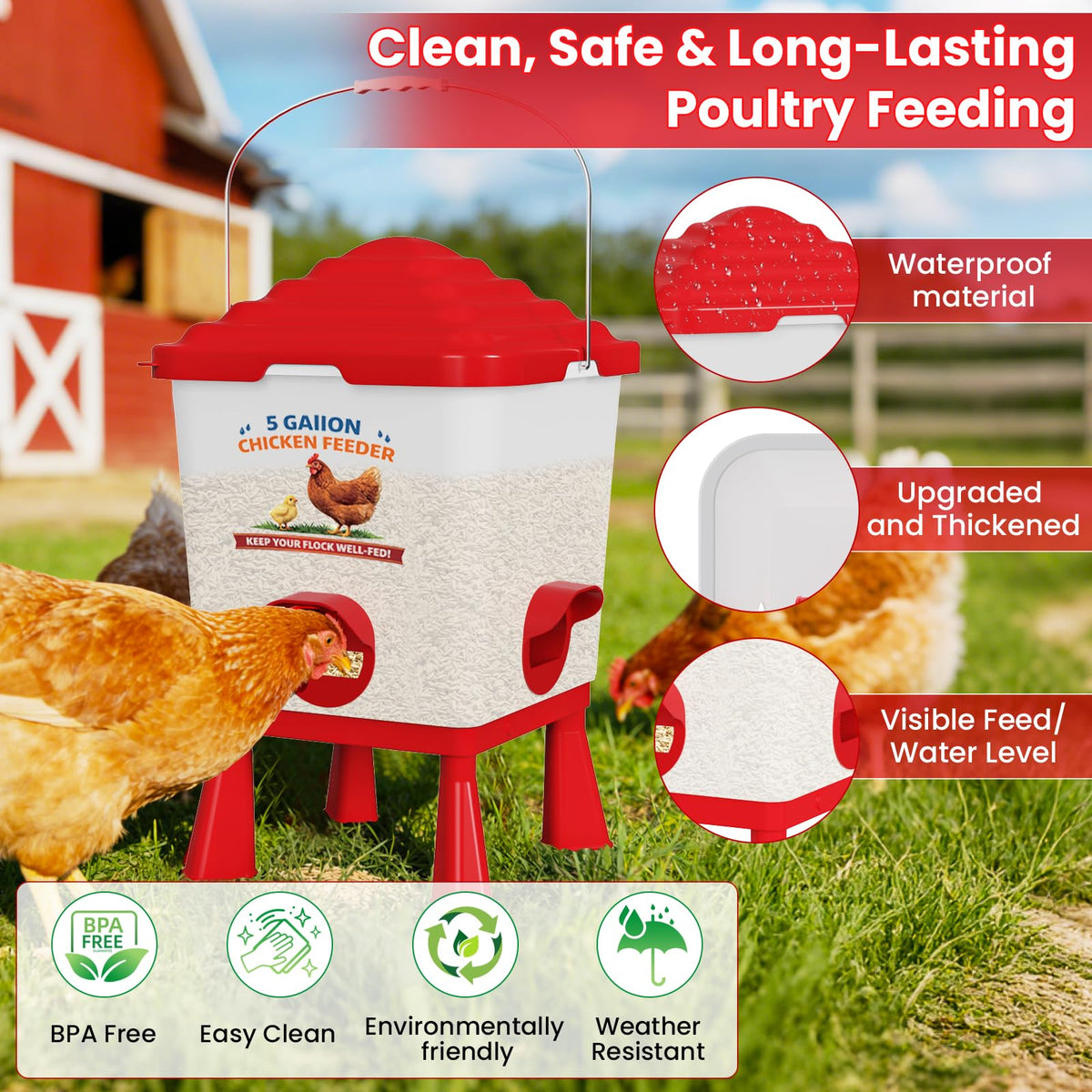 Erinaik no-waste design with anti-spill baffles keeps feed tidy