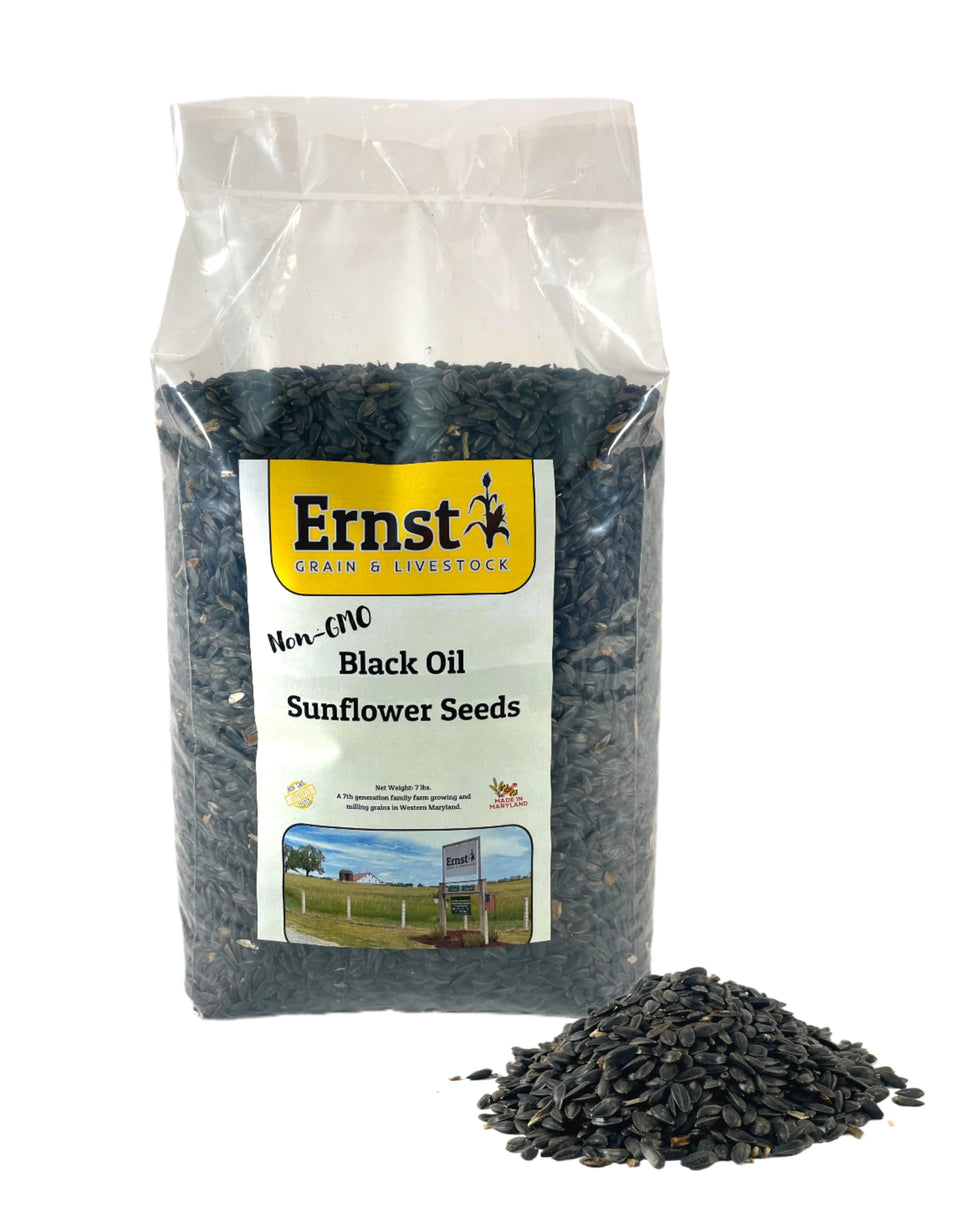 Ernst Grain & Livestock black oil sunflower seeds bag front view for backyard feeding
