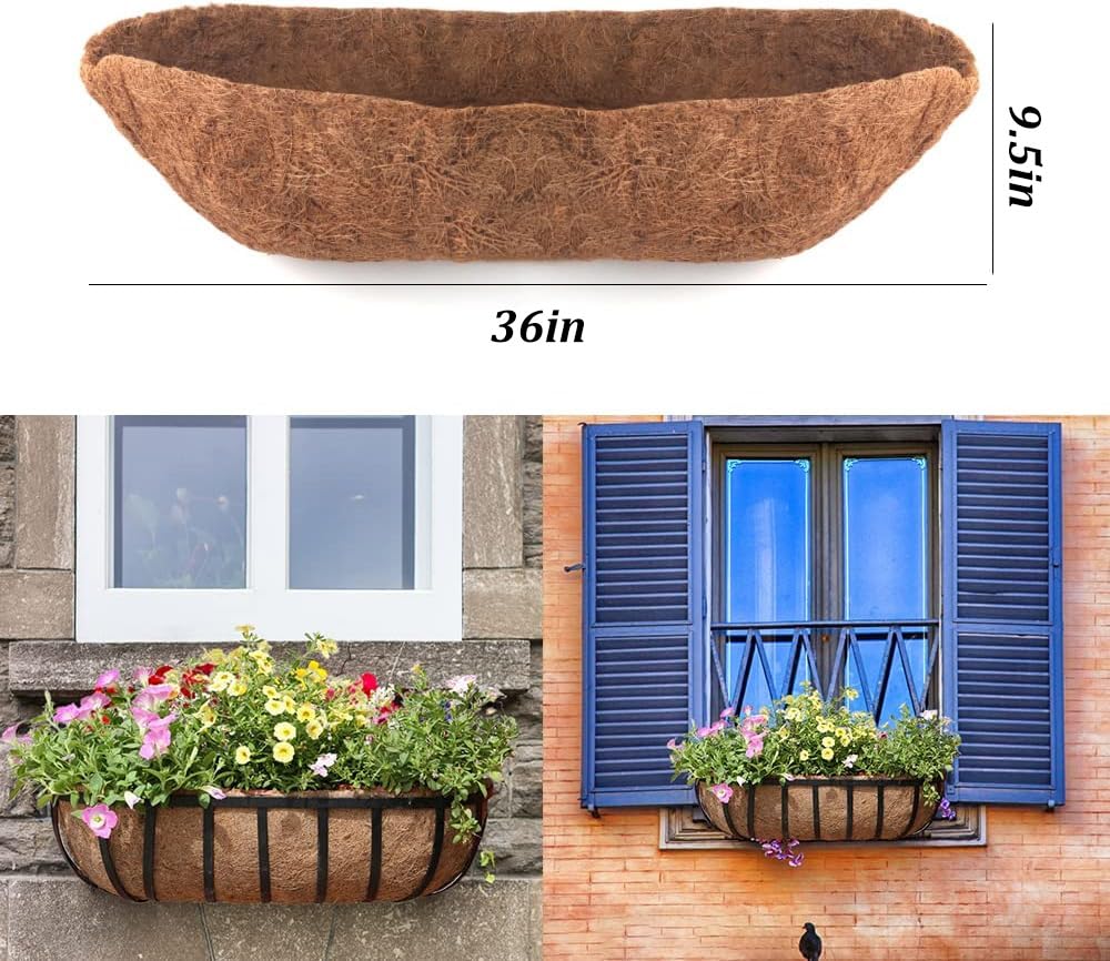 EROCK Coco Liner Trough 48-inch half-moon ideal for large garden containers.