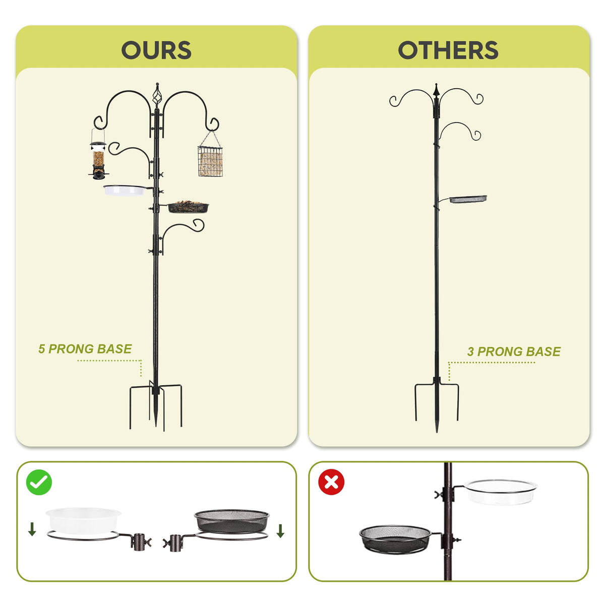 ERYTLLY Bird Feeder Pole stands 91 inches tall for elevated viewing.