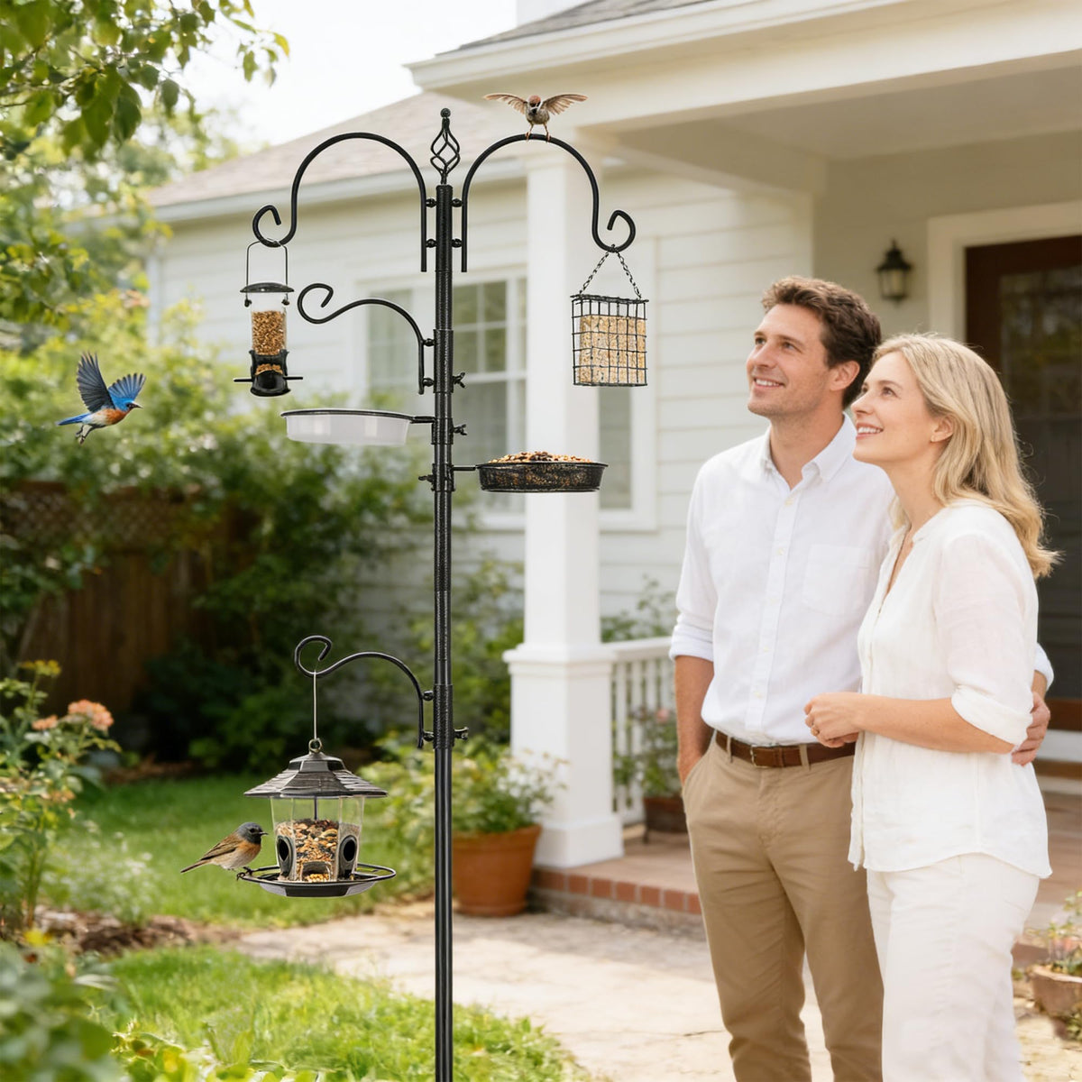 ERYTLLY Bird Feeding Station adjustable hooks enable flexible feeder placement.