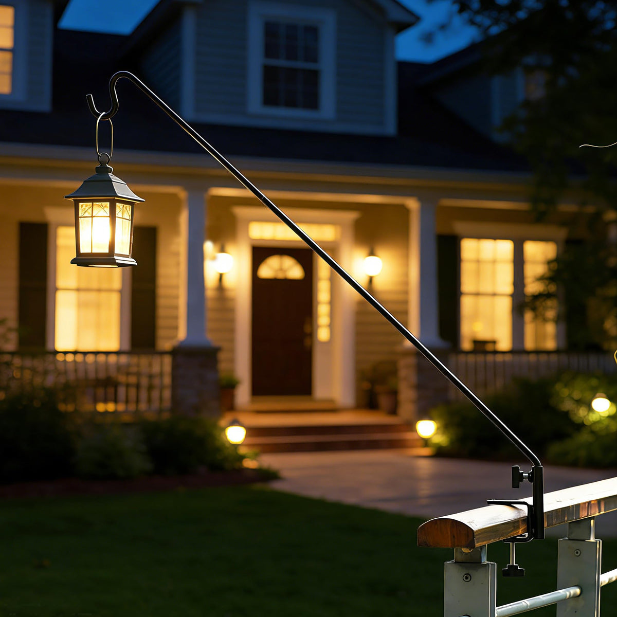 Versatile ERYTLLY deck hook supports bird feeders and planters alike.