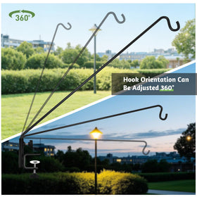 Stylish outdoor decor hanger ERYTLLY deck hook holds lanterns and wind chimes.