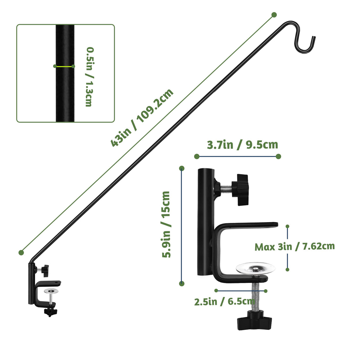 Rust-resistant steel construction keeps ERYTLLY deck hook durable outdoors.
