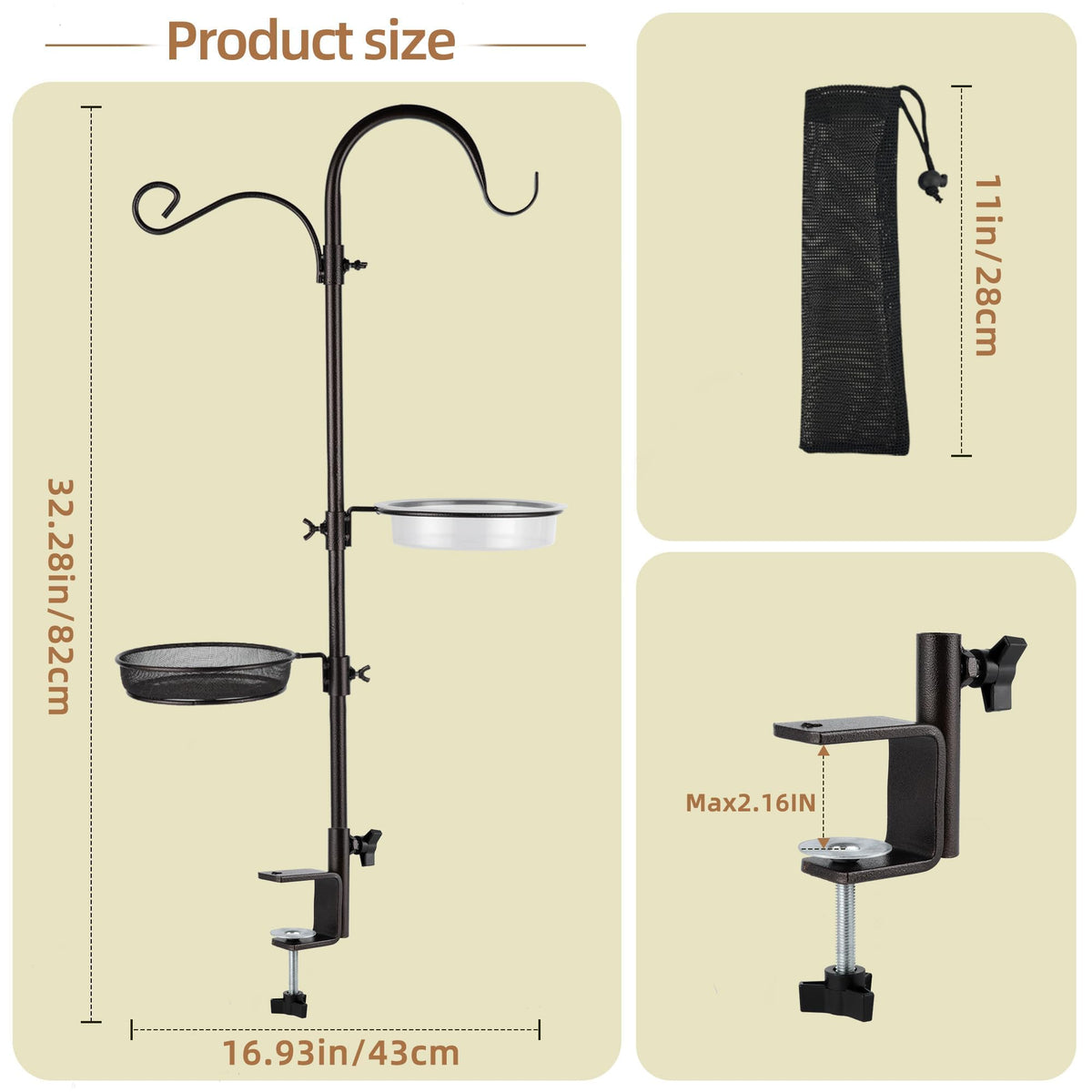 ERYTLLY multi-hook assembly demonstrates adjustable feeder placement on the pole.