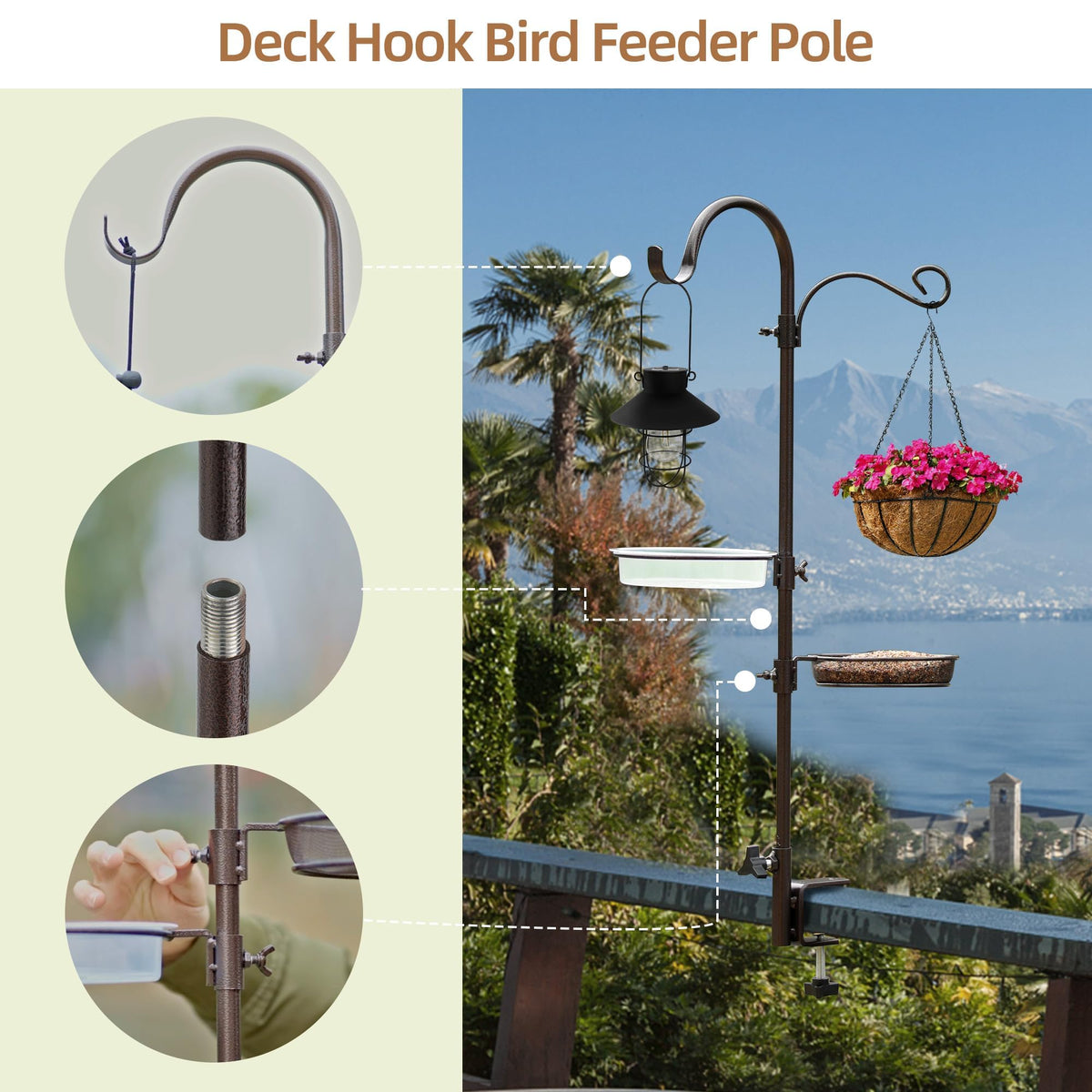 ERYTLLY pole feeder tray shown with mealworms and fruit options.