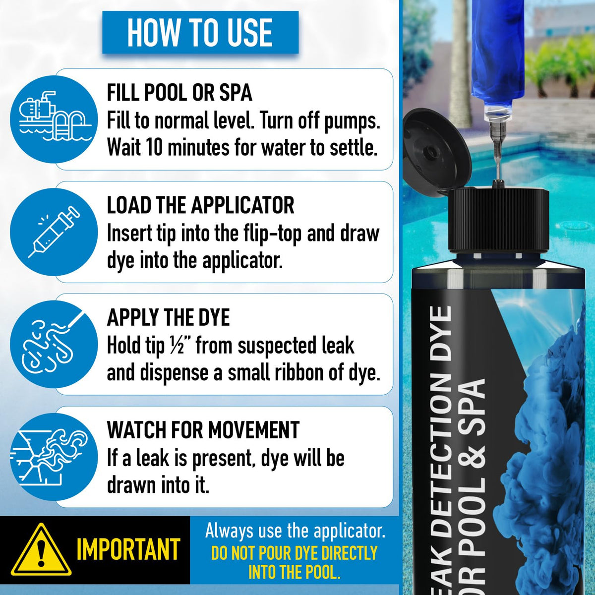 Six inch locking tips reach tight spots behind plumbing.
