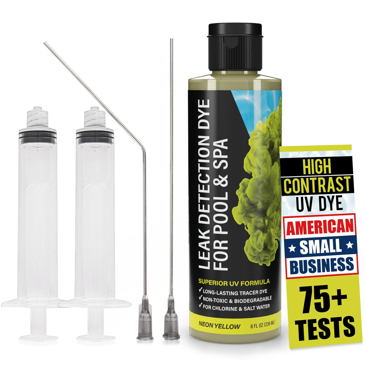 Escentile pool leak dye kit with two 10ml applicators for precise testing