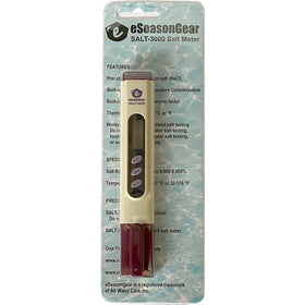 eSeasonGear SALT-3000 meter temperature readout indicates pond and pool temperature.