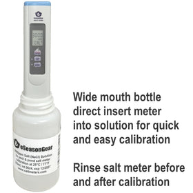eseasongear salt meter calibration setup showing direct immersion