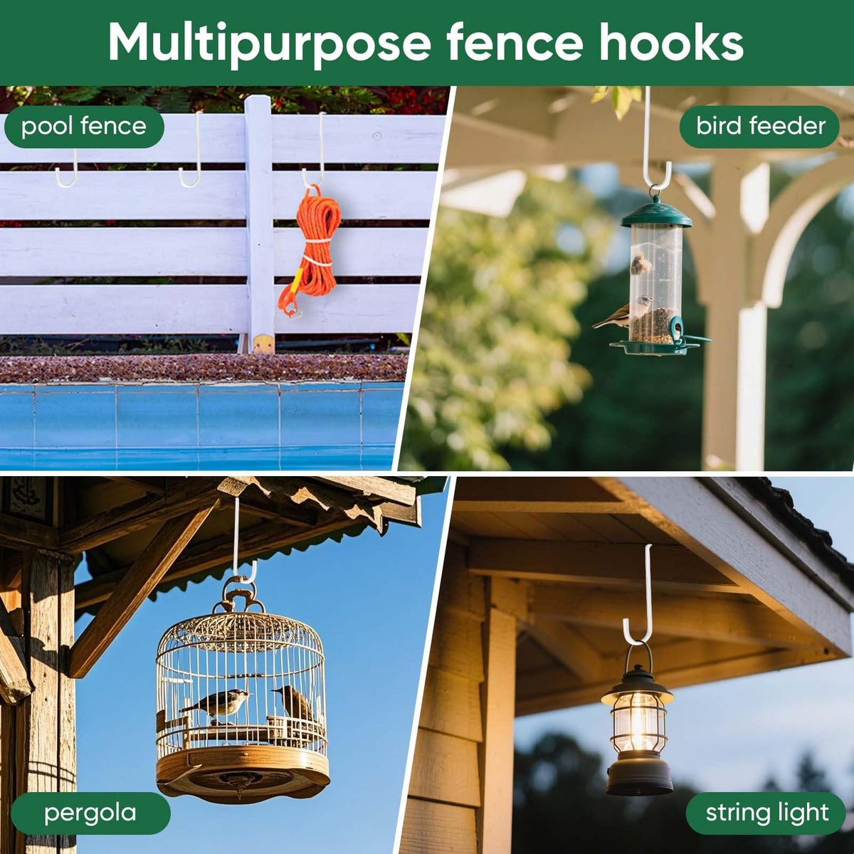 ESFUN 6-pack hooks simplify garden organization with no hardware needed.