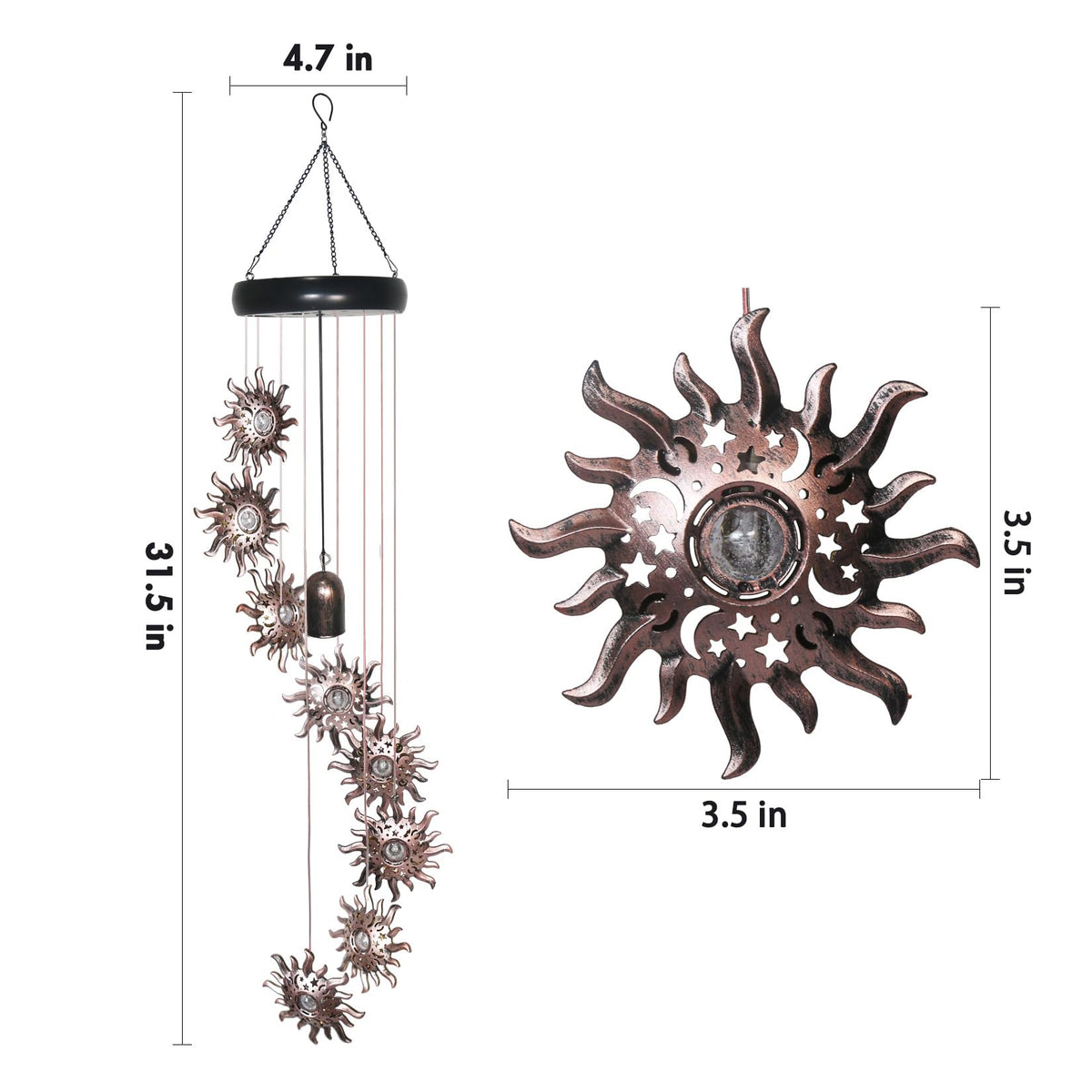 esgarden sun-moon-star wind chimes feature decorative movement and gentle sound