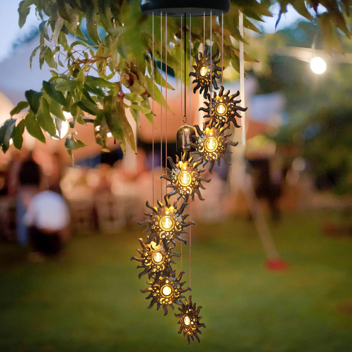 esgarden solar-powered chimes charge by day for sparkling evenings