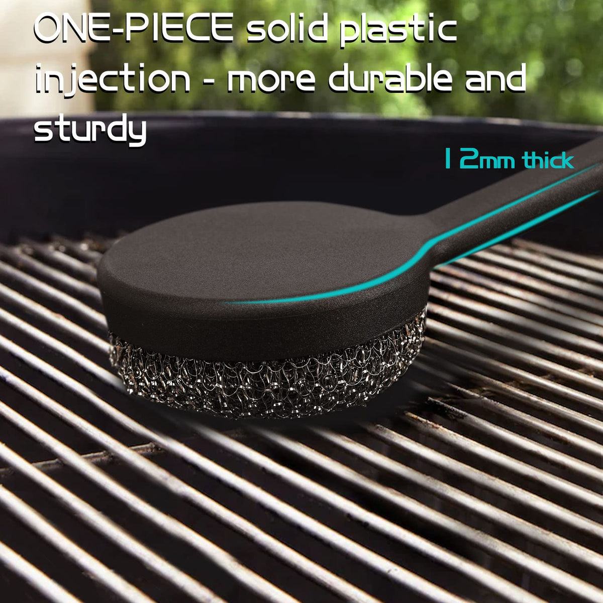 Esie Houzie bristle-free grill cleaner with long handle reduces reaching burns