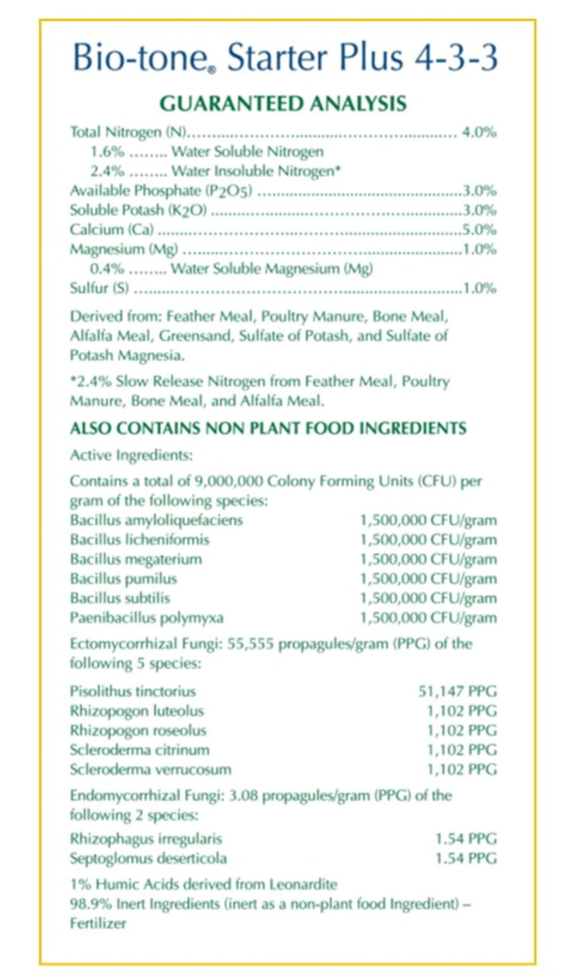 Espoma Bio-Tone Starter Plus promoting root zone growth with mycorrhizae.