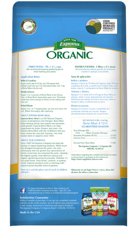 Espoma bone meal soil application for bulbs and flowering plants