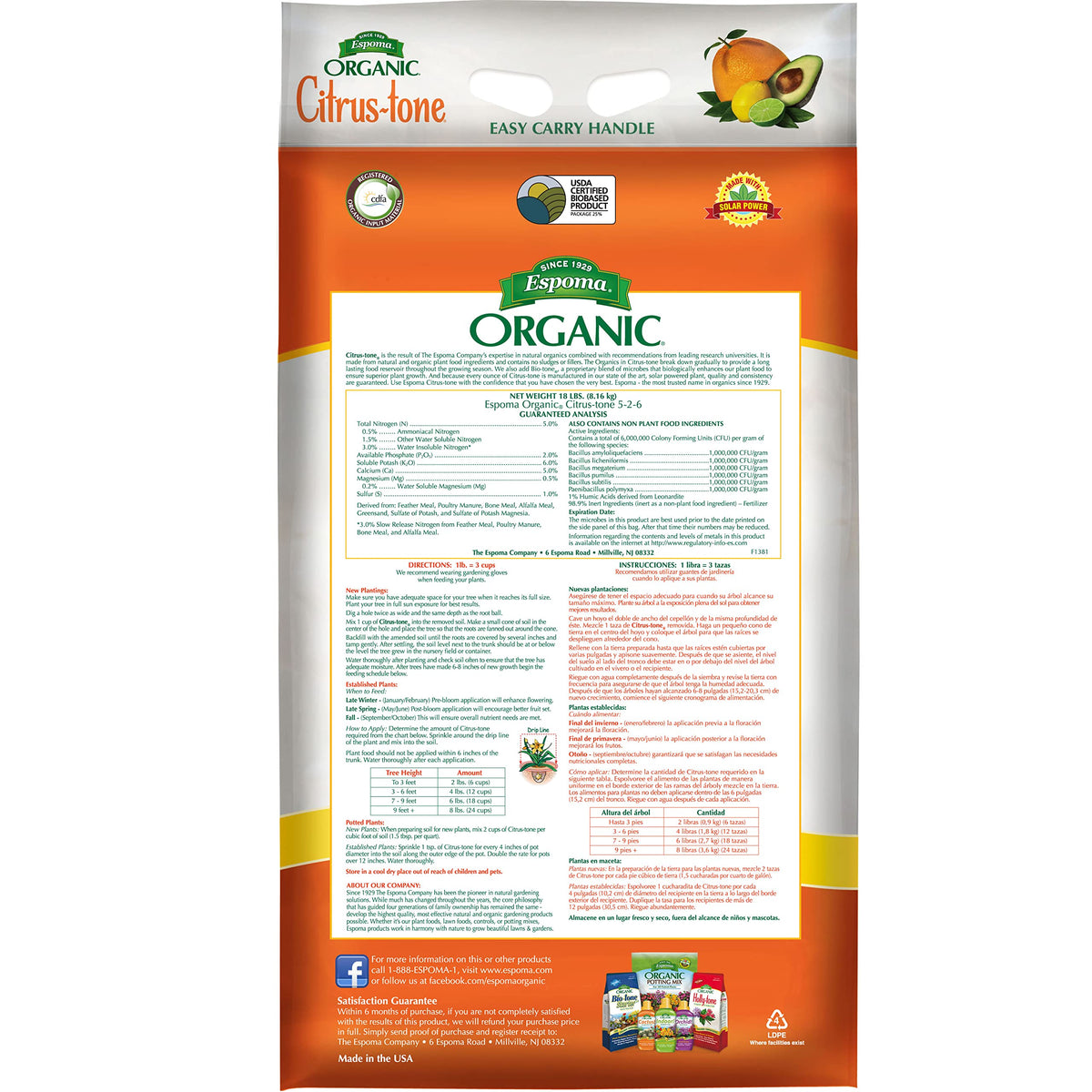 Espoma Citrus-Tone ingredients closeup highlighting natural, nutrient-rich blend.