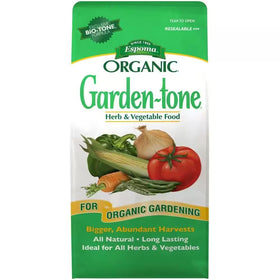 Espoma Garden-Tone 3-4-4 bag front boosts organic crop growth.