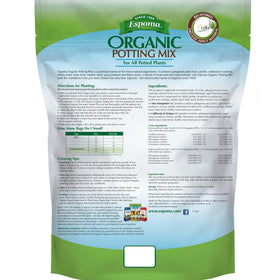 Espoma Organic Potting Soil ingredients shown for herbs and vegetables growth.