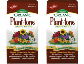 Espoma Plant-Tone 5-3-3 bag provides long-lasting nutrients for flowers and vegetables.