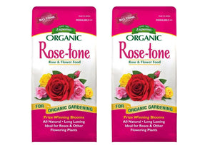 Espoma Rose-Tone bag front view promoting organic fertilizer for roses.