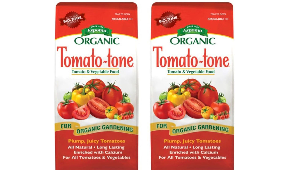 Espoma Tomato-Tone 3-4-6 bag with 8% calcium supports blossom end rot prevention.