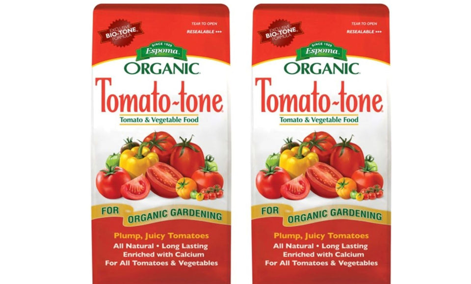 Espoma Tomato-Tone 3-4-6 bag with 8% calcium supports blossom end rot prevention.
