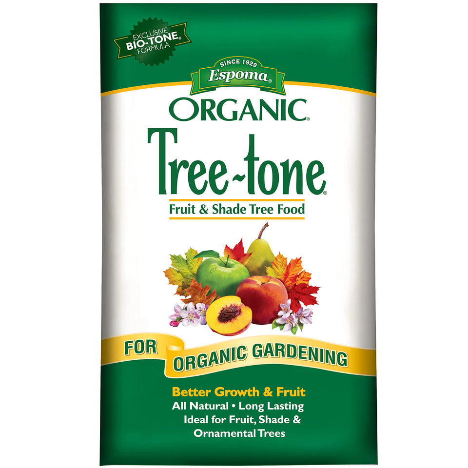 Espoma Tree-Tone 6-3-2 fertilizer bag ready for all trees.