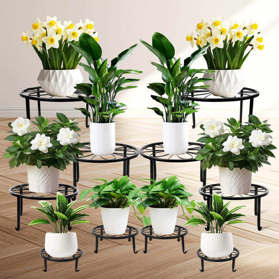 ESRICH 10-pack plant stand set with multiple sizes for versatile indoor and outdoor display