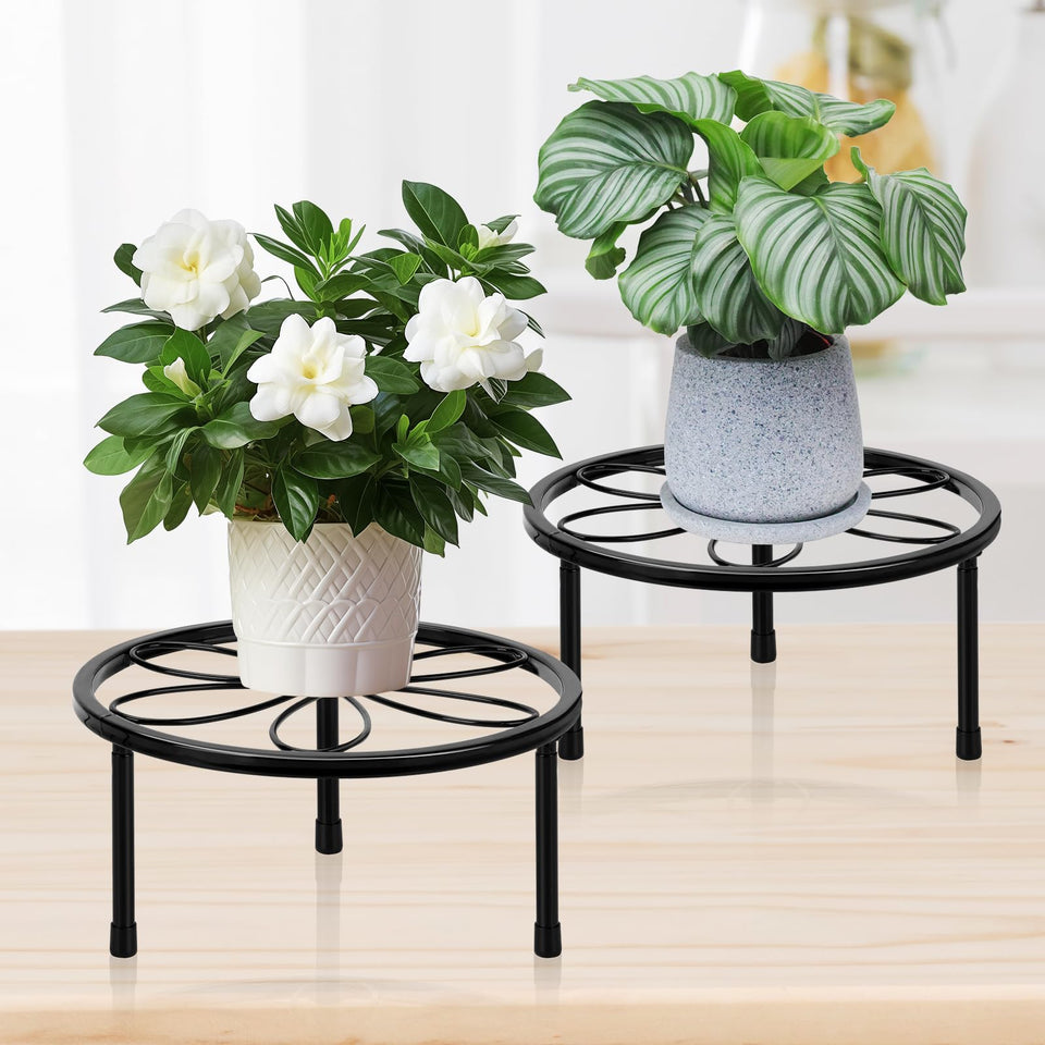 ESRICH 2-pack metal plant stands, indoor/outdoor use, sturdy display for pots.