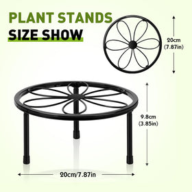 ESRICH metal plant stand with ornate floral pattern enhances decor.
