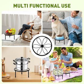 ESRICH multipurpose stand holds plants, kitchenware, or picnic items.