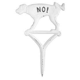 Esschert Design HB16 dog sign in white iron for outdoor deterrence and decoration.