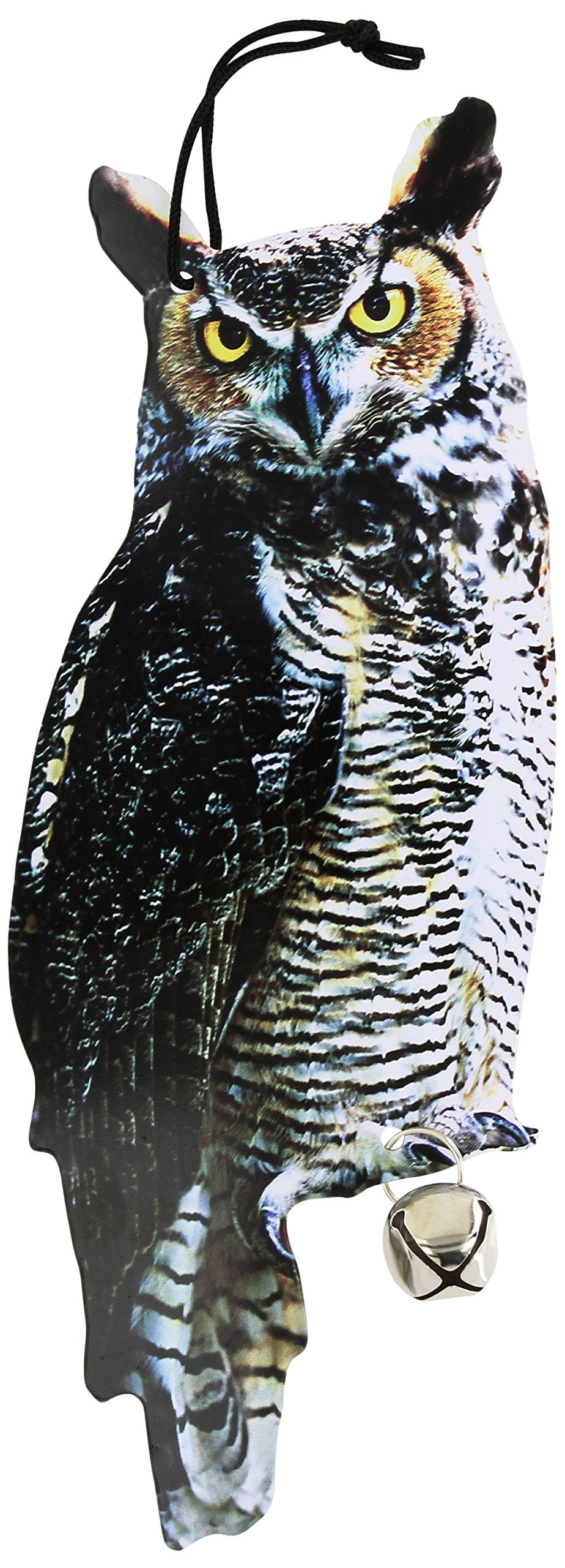 Esschert Design owl scare crow decoy front view deterring garden birds.