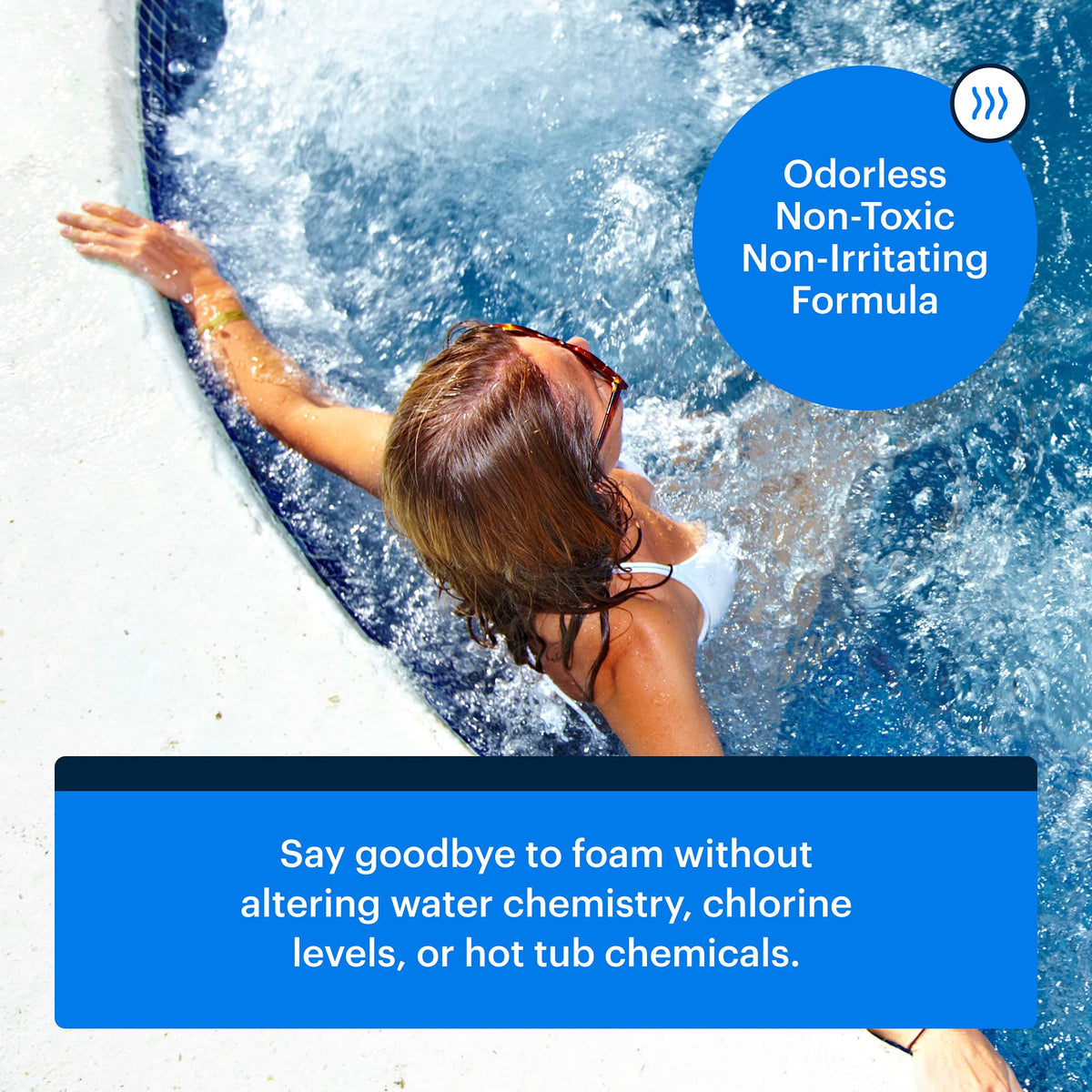 Essential Values fast-acting spa foam eliminator disperses quickly