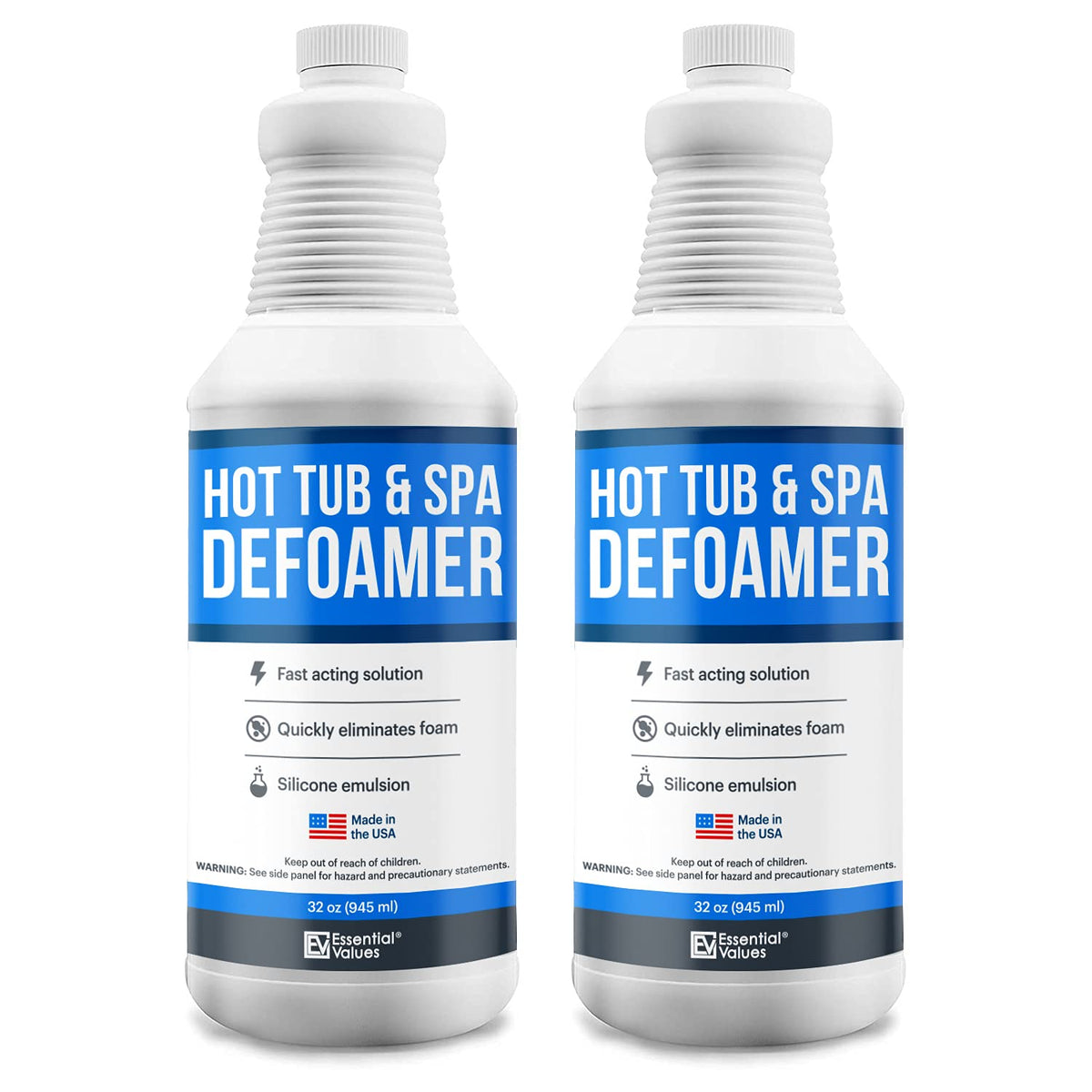 Essential Values hot tub foam eliminator bottle pour reduces suds